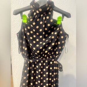 Polka Dot Sleeveless Dress - Black and Cream